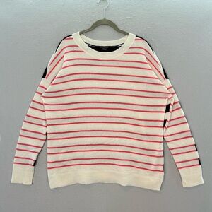 Charter Club Luxury- women’s‎ 100% Cashmere striped crewneck sweater top cream L